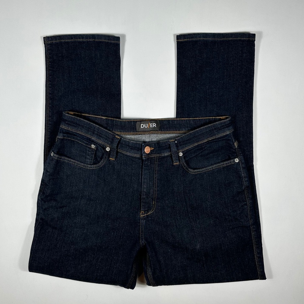 DU/ER Fireside L2X Relaxed Taper Jeans Mens 36x30 Fleece Lined Indigo Dark Wash